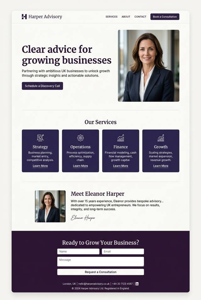 Example PageDone website for a Consultant