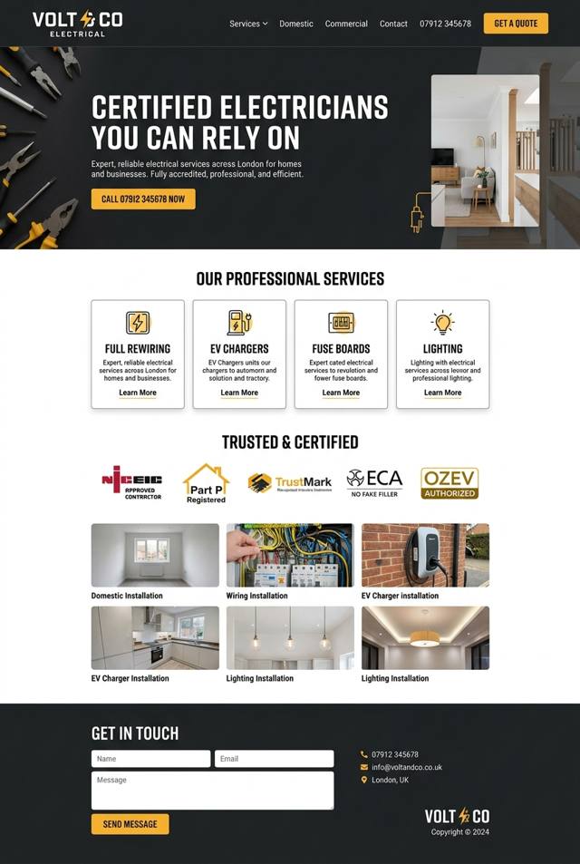 Example PageDone website for a Electrician