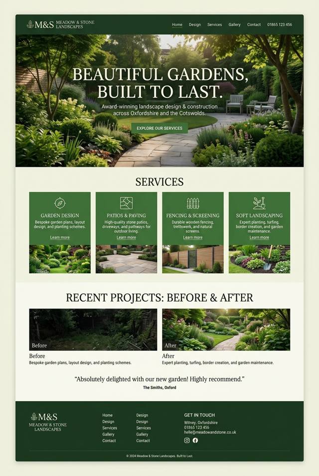 Example PageDone website for a Landscaper