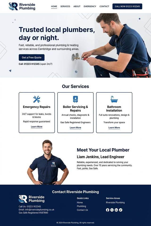 Example PageDone website for a Plumber